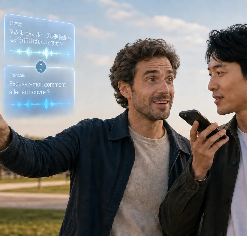 Asking for directions with live voice translation